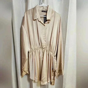 Plus Size Satin Romper with Removable Self-Tie Belt